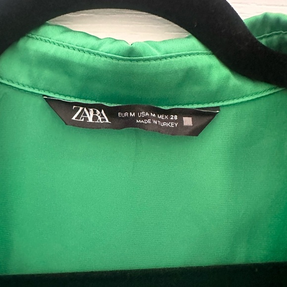Zara Vibrant Green Button Down Shirt M - Picture 5 of 6
